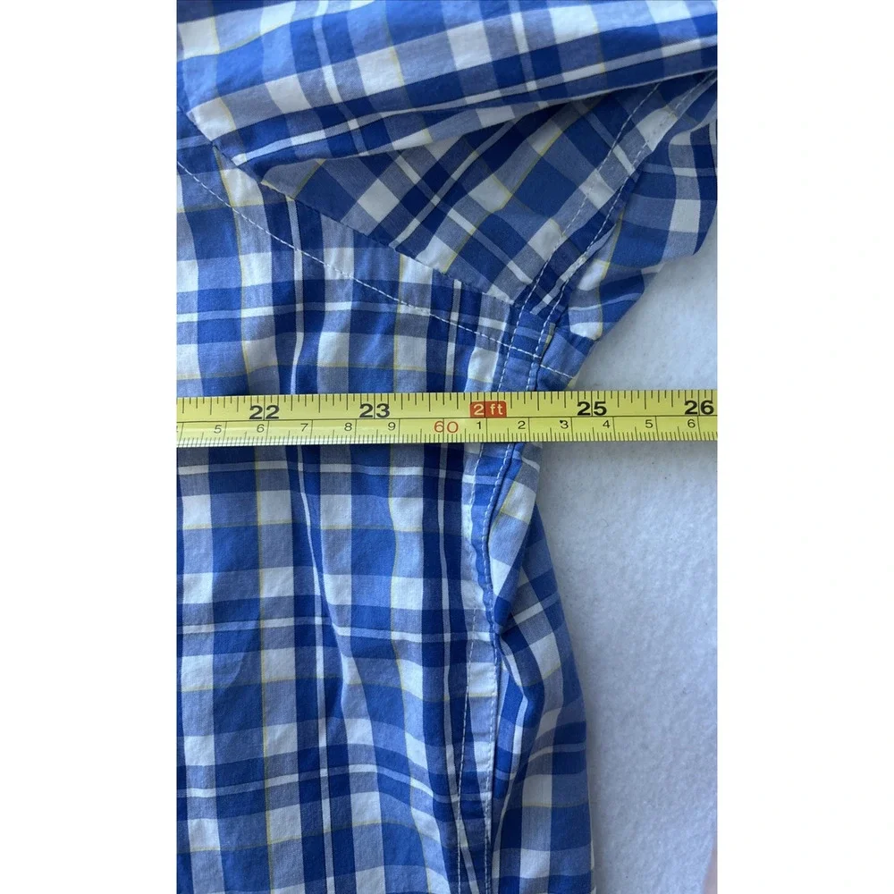 Banana Republic Shirt Mens XL Blue White Plaid Soft Wash Button Up Long‎ Sleeve